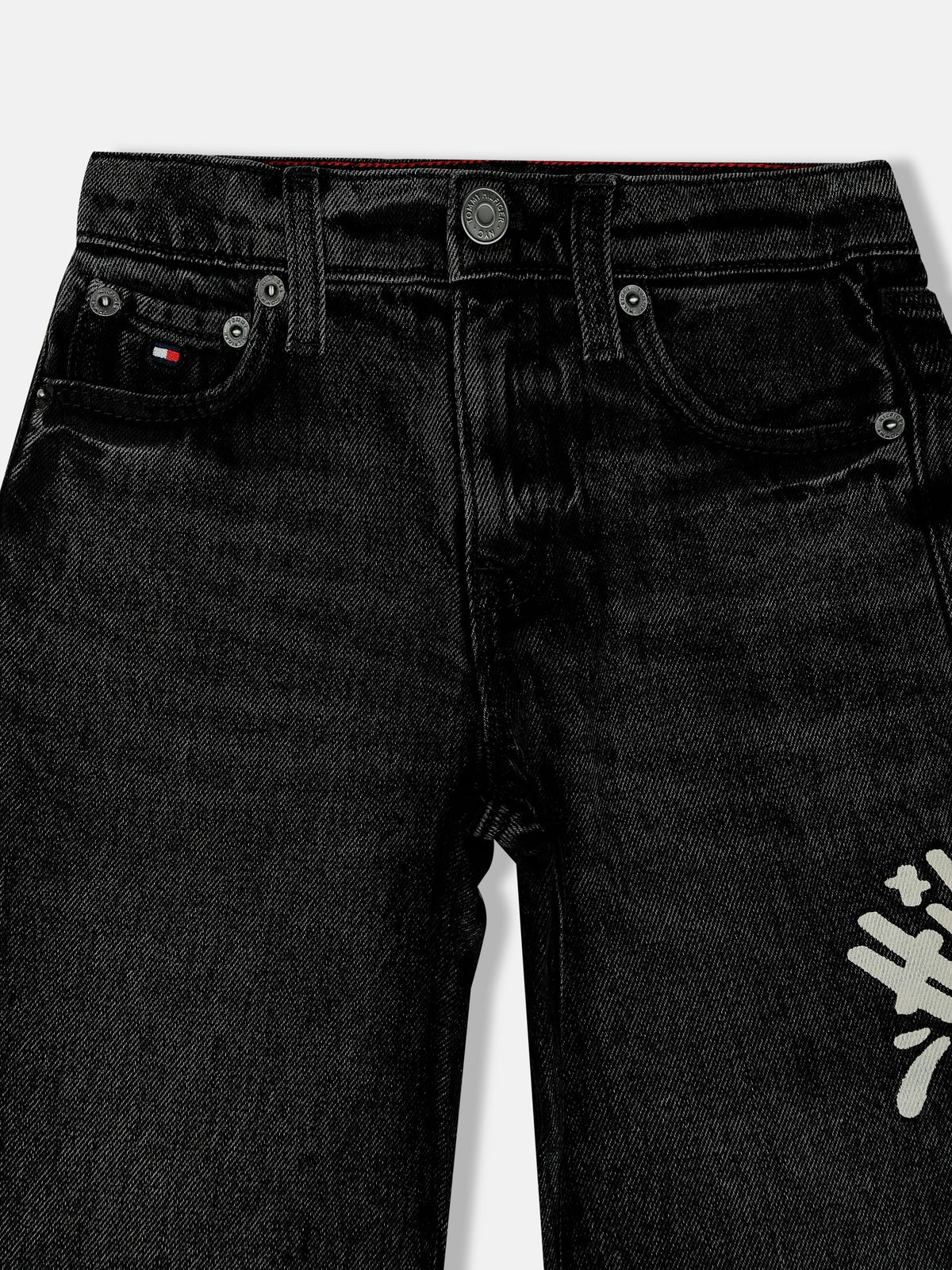 Printed Black Lyocell Blend Loose Fit Jeans for Boys