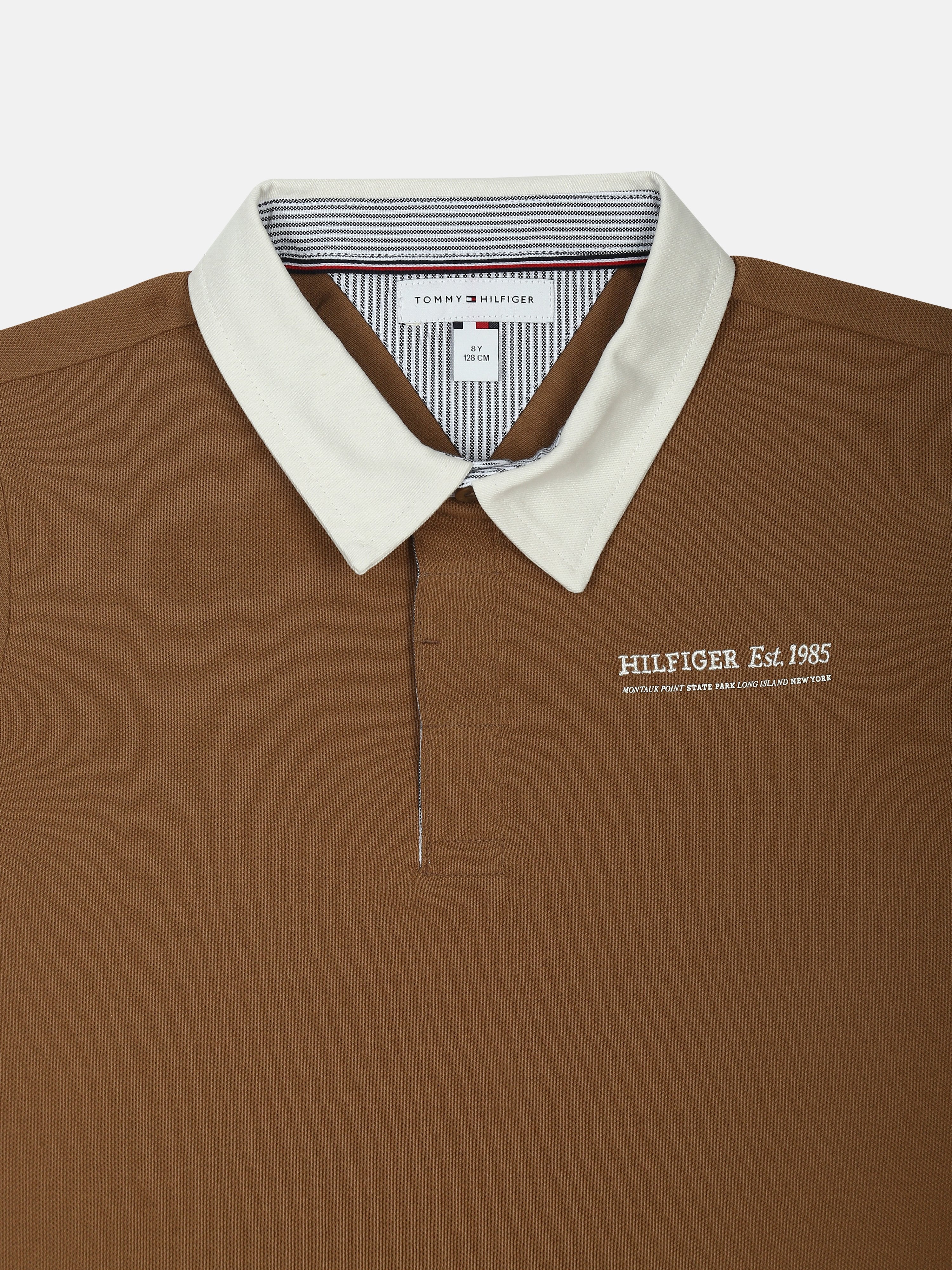 Solid Brown Cotton Polo T-Shirt for Boys