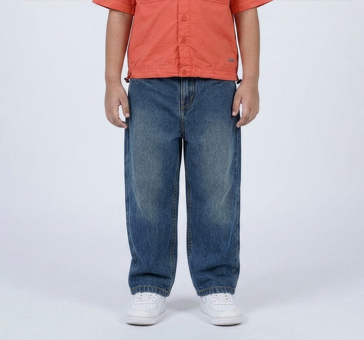 Boys Blue Cotton Denim Relaxed Fit Jeans