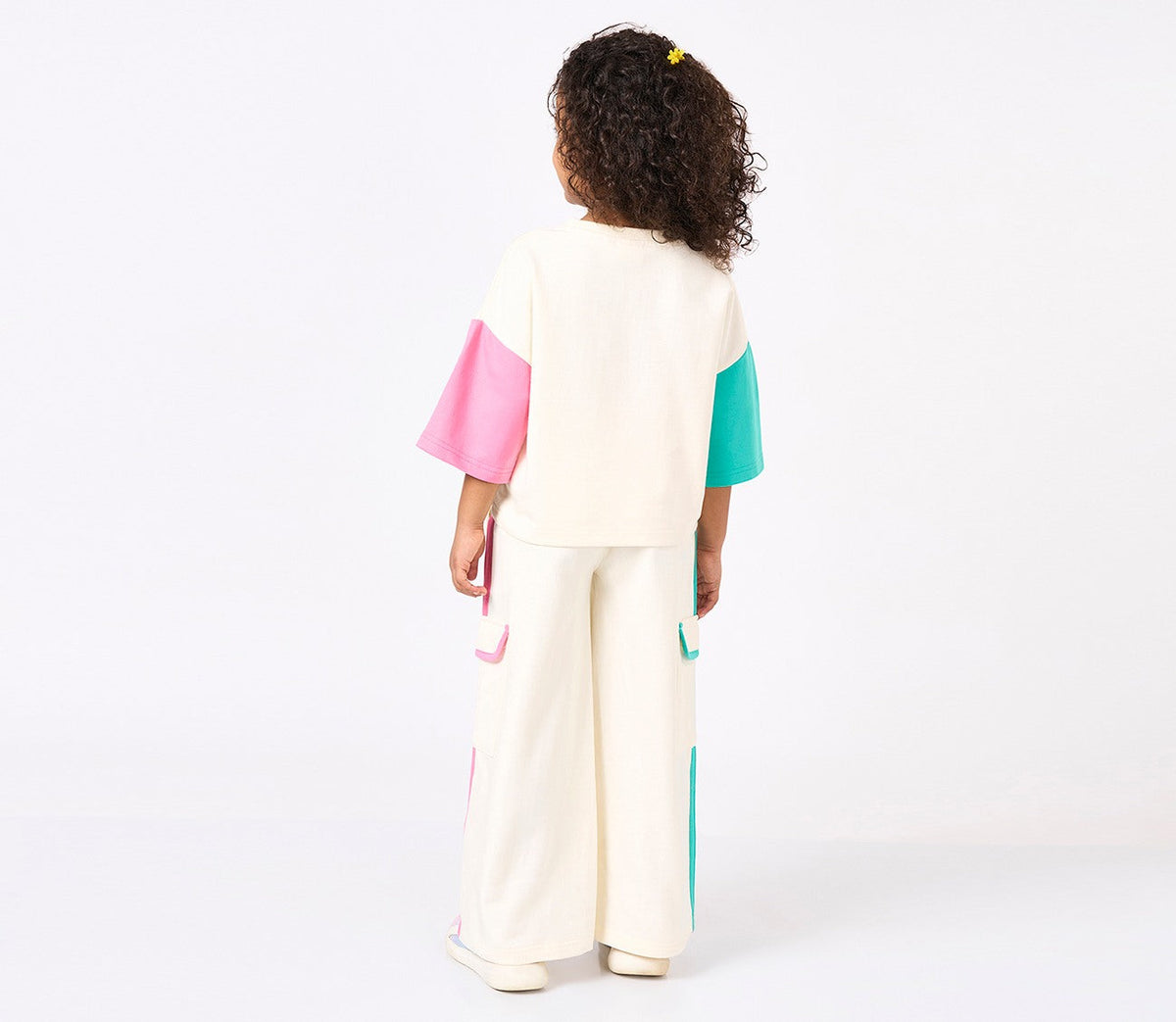 Colour Block Tee with Jogger Set Off White