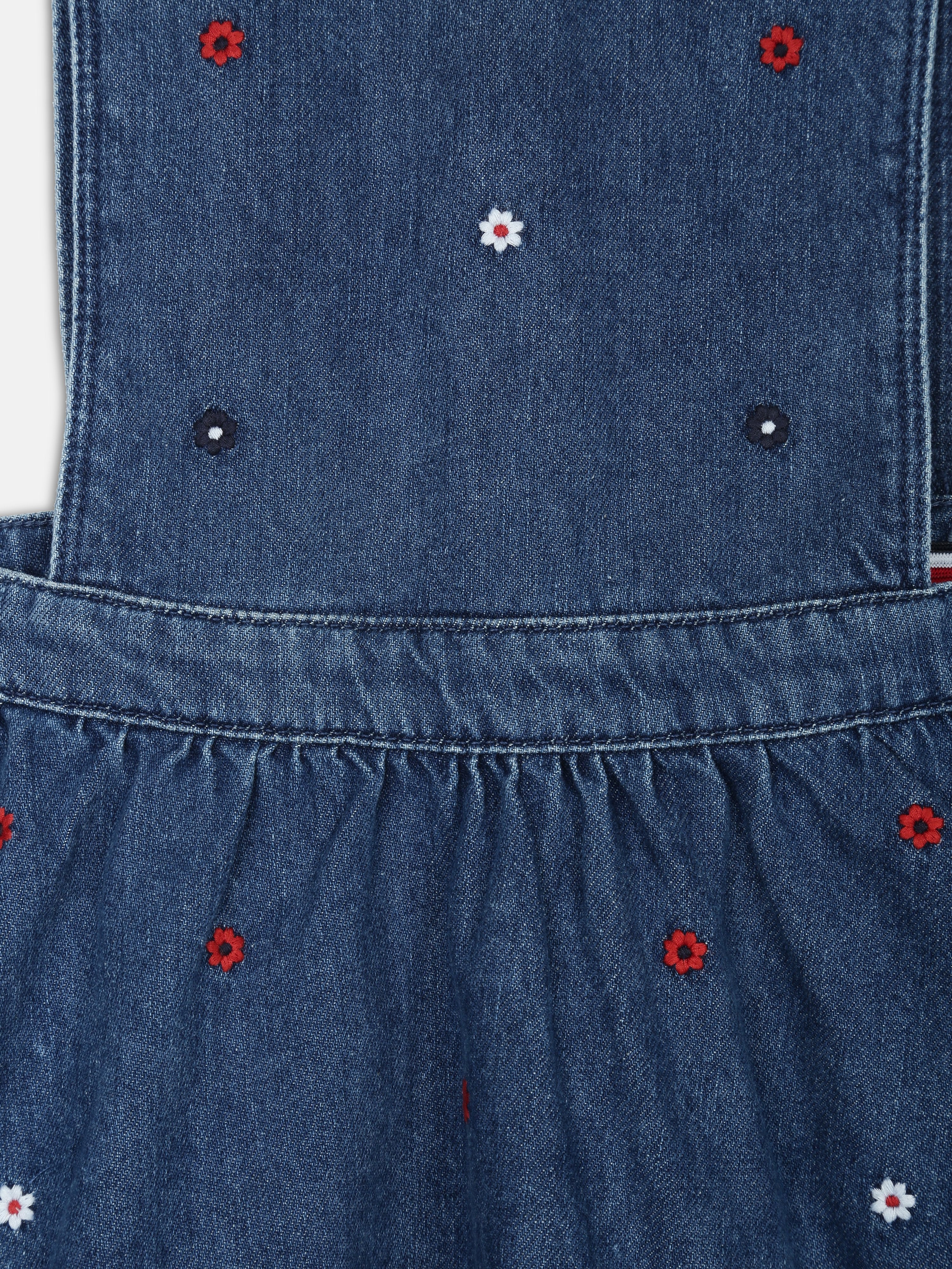 Girls Blue Printed Sleeveless A-Line Dress