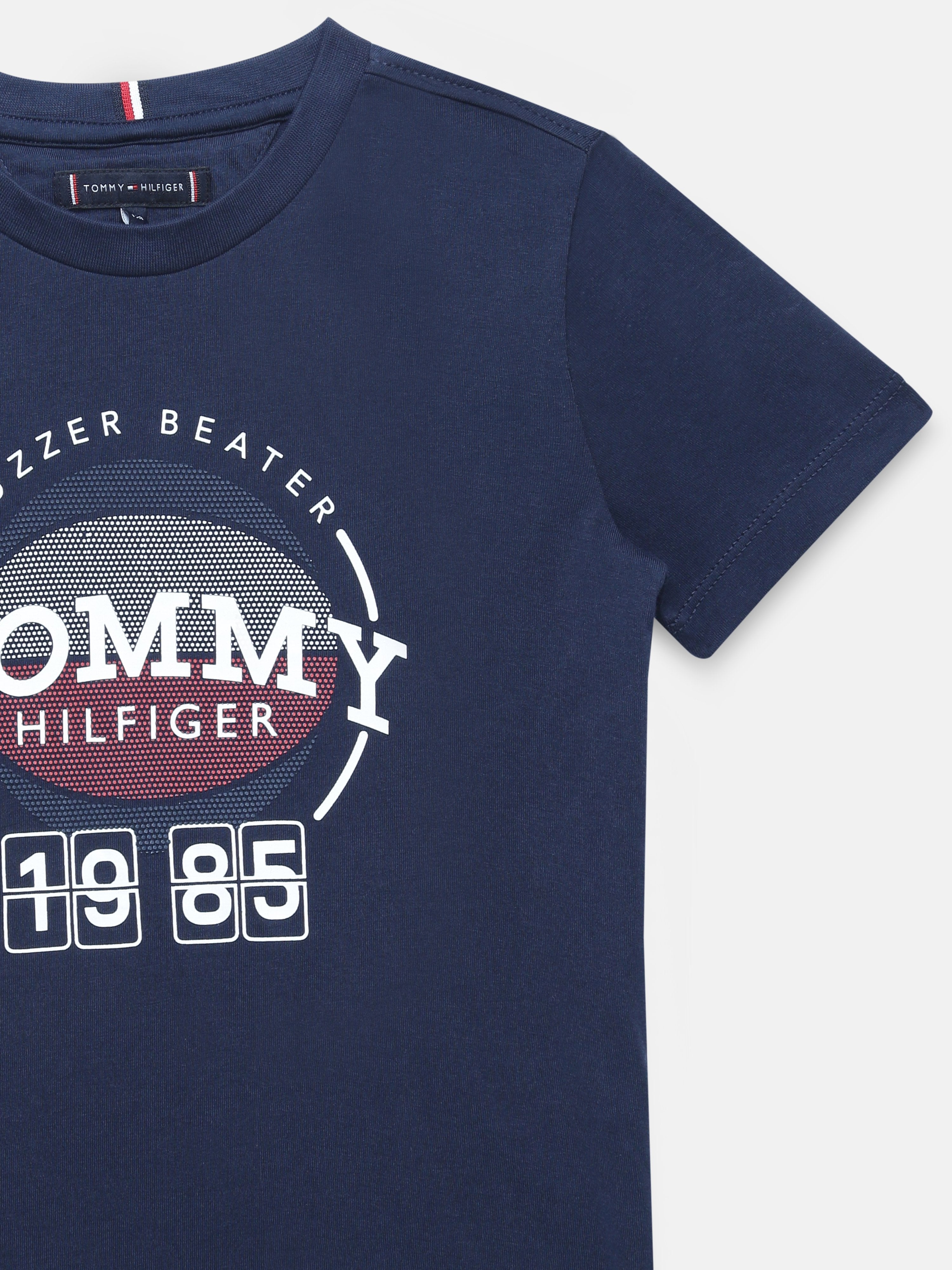 Boys Navy Logo Crew Neck Knit T-Shirt