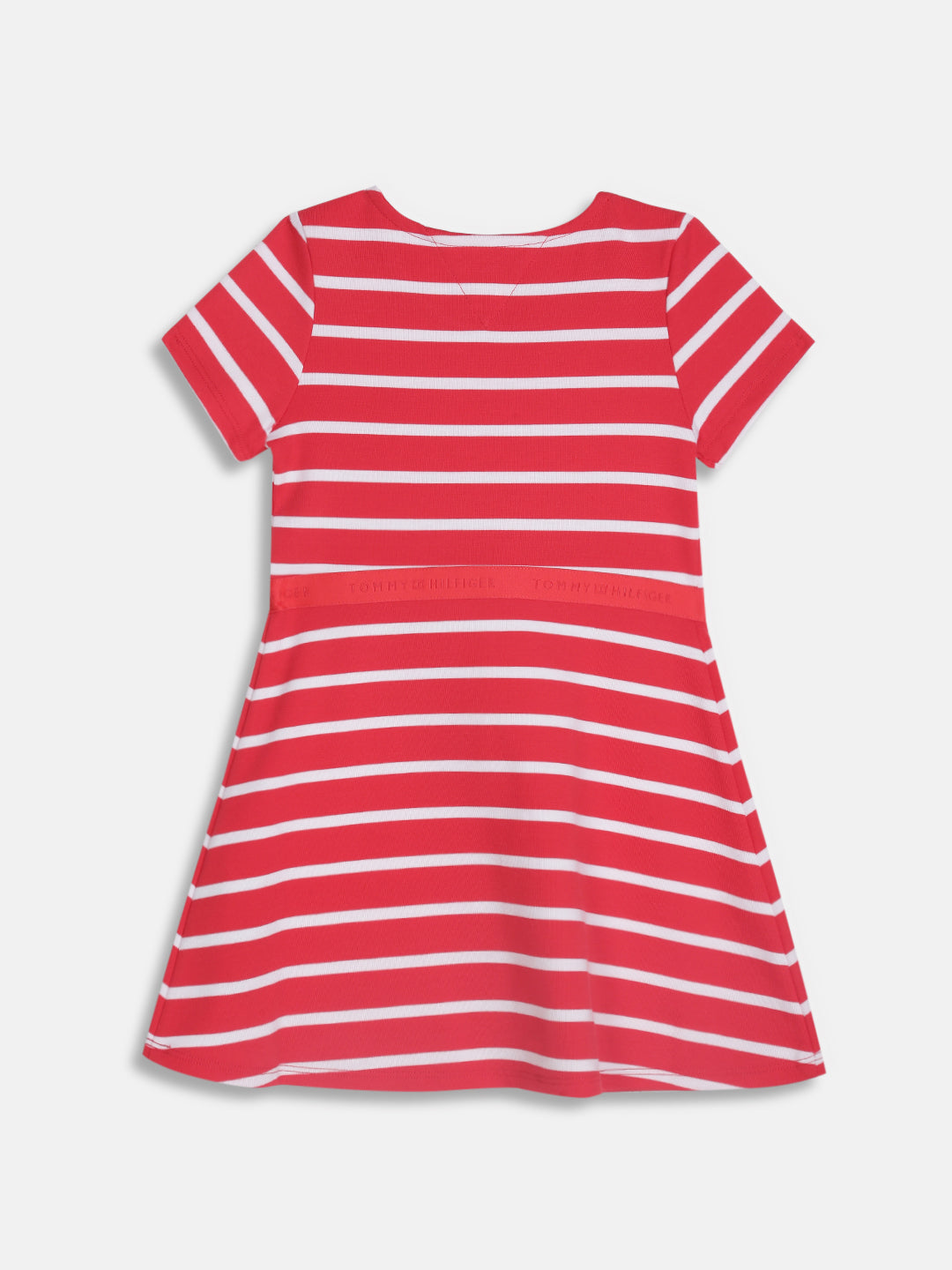 Girls Red Striped Modal Blend Casual Knit Dress