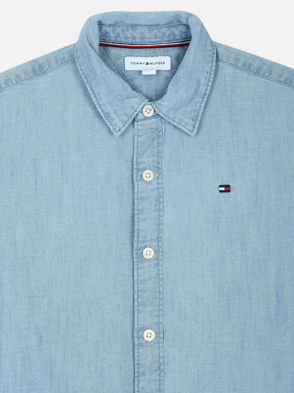 Embroidered Logo Blue Better Cotton Denim Shirt for Boys