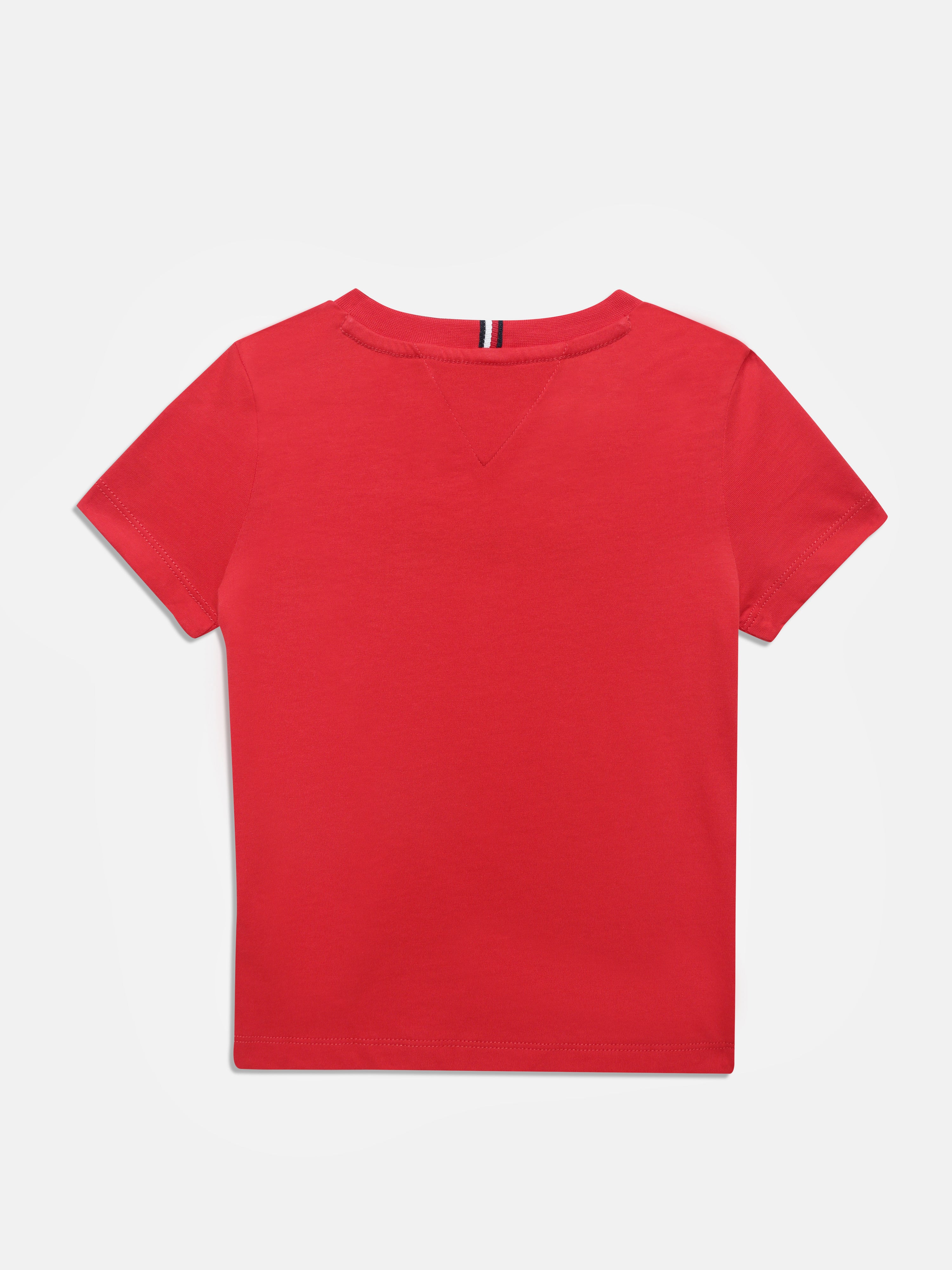 Boys Red Classic Logo Cotton Crew Neck Knit Top