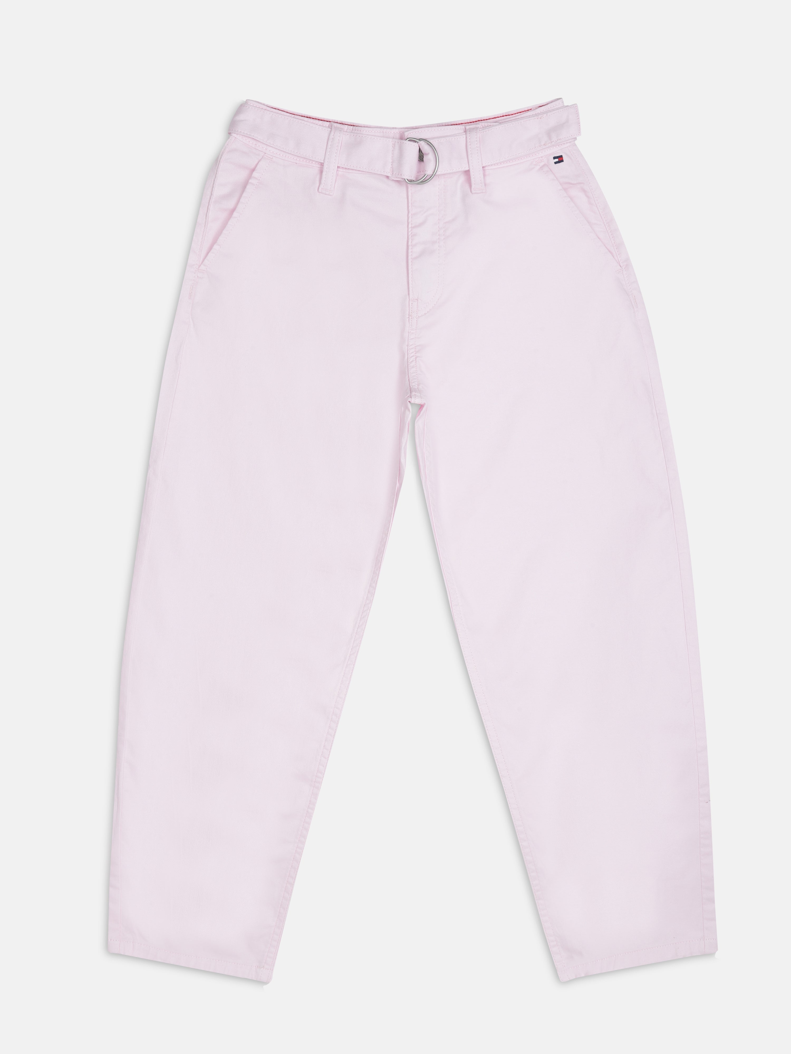 Girls Pink Straight Fit Non-Denim Pants