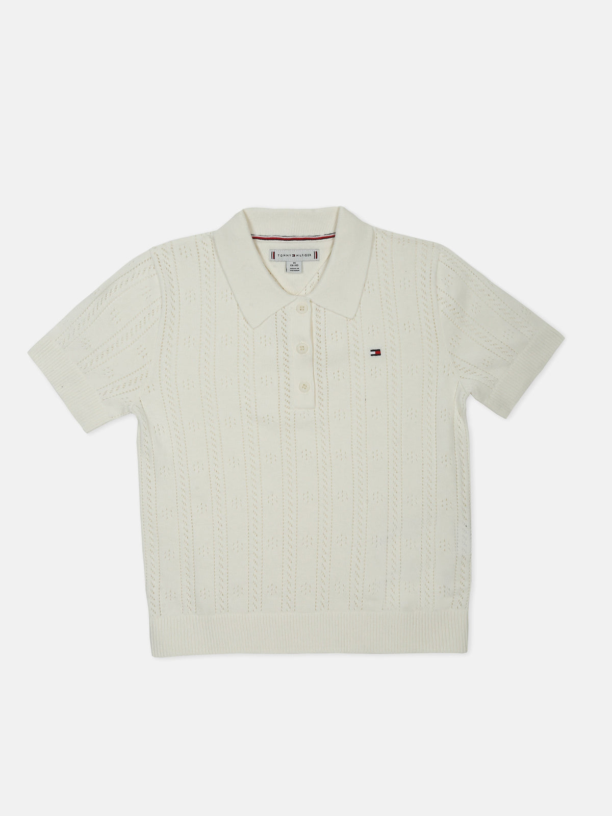 Pointelle Knit Sweater for Girls Off White
