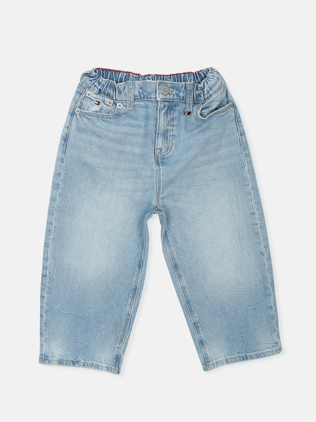 Boys Light-Wash Wide Leg Fit Mid Rise Jeans Denim Light