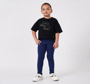 Girls Navy Blue Stretch Rib Leggings