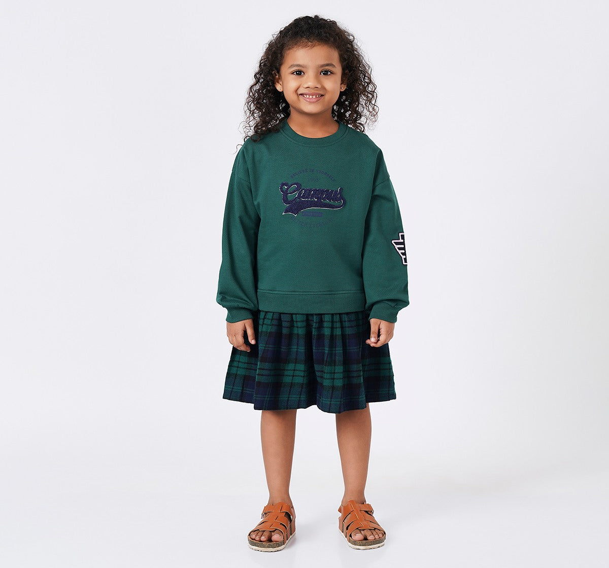Mock Layer Looper Dress Green