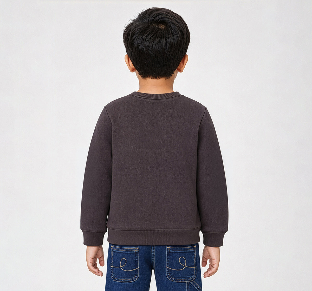 Boys Brown Textured Graphic Print Regular Fit Sweatshirt