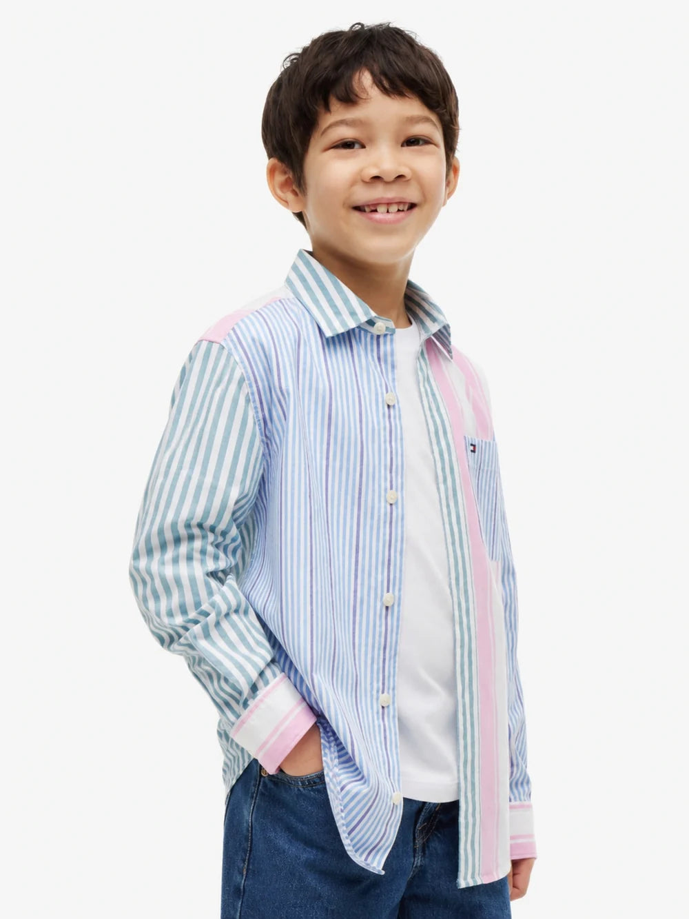 Boys Colorblock Shirt Copenhagen Blue Multi Stripe