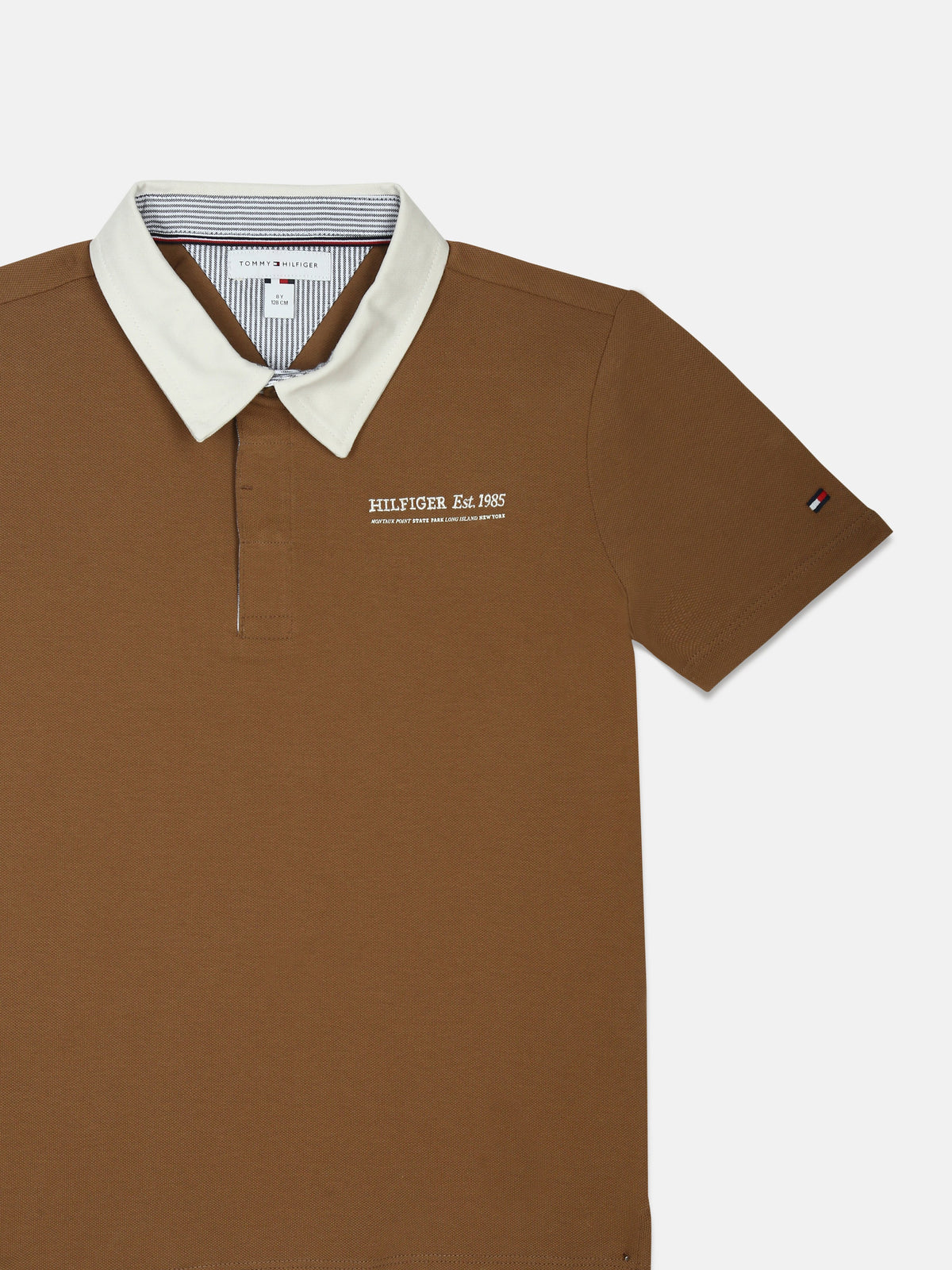 Solid Brown Cotton Polo T-Shirt for Boys
