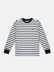 Boys Striped Regular Fit Cotton T-Shirt Navy Stripe