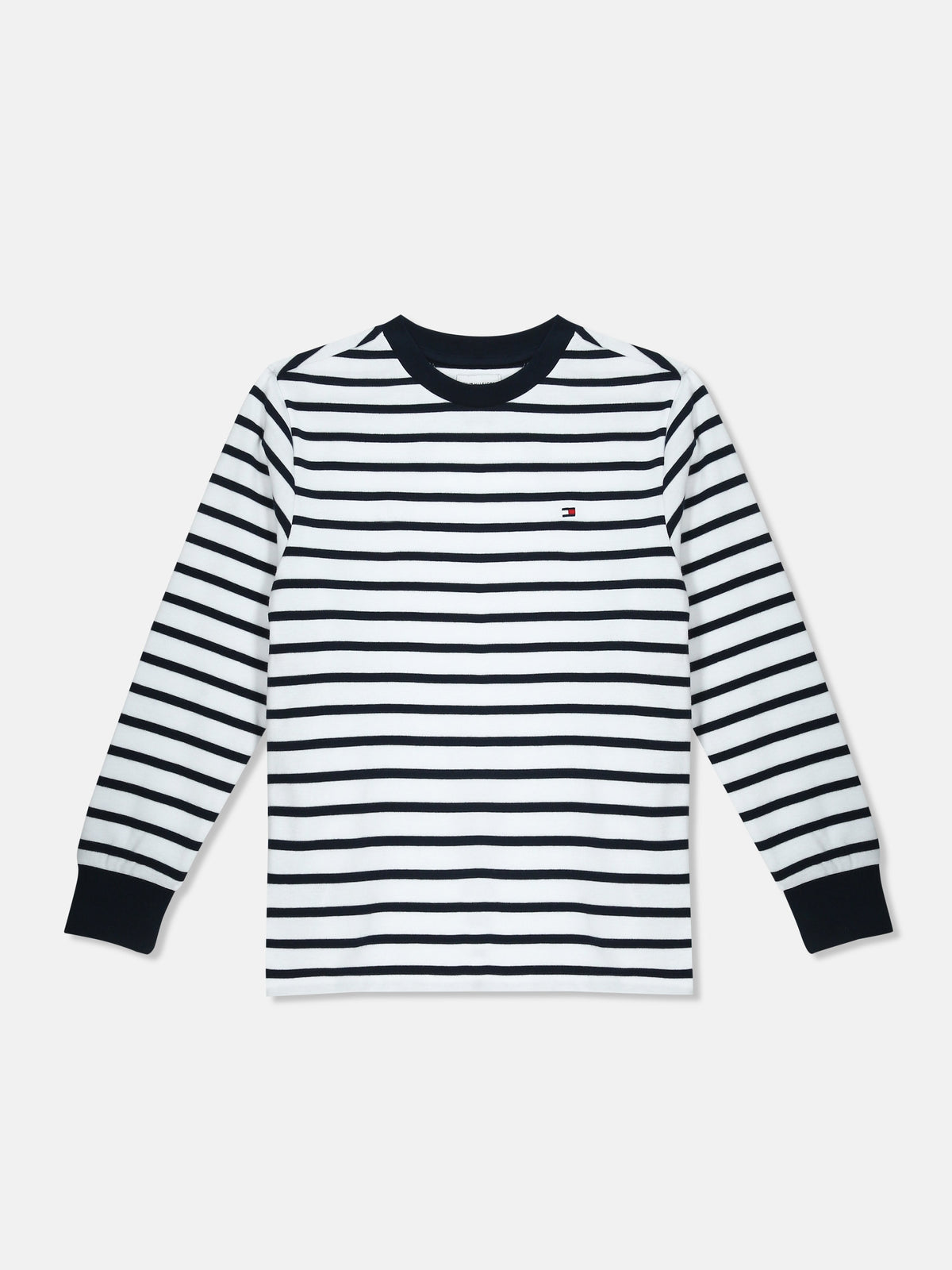 Boys Striped Regular Fit Cotton T-Shirt Navy Stripe
