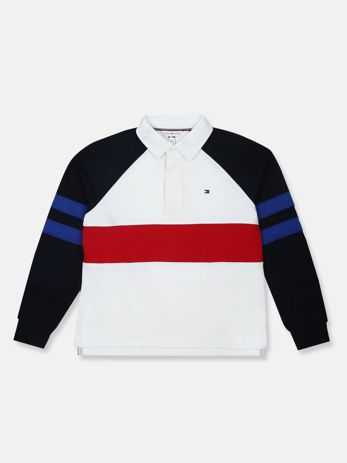 Boys Colorblock Regular Fit Cotton Sweatshirt White