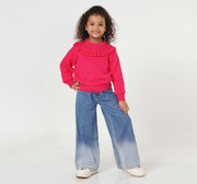 Wide Leg Fit Stud Jeans Blue