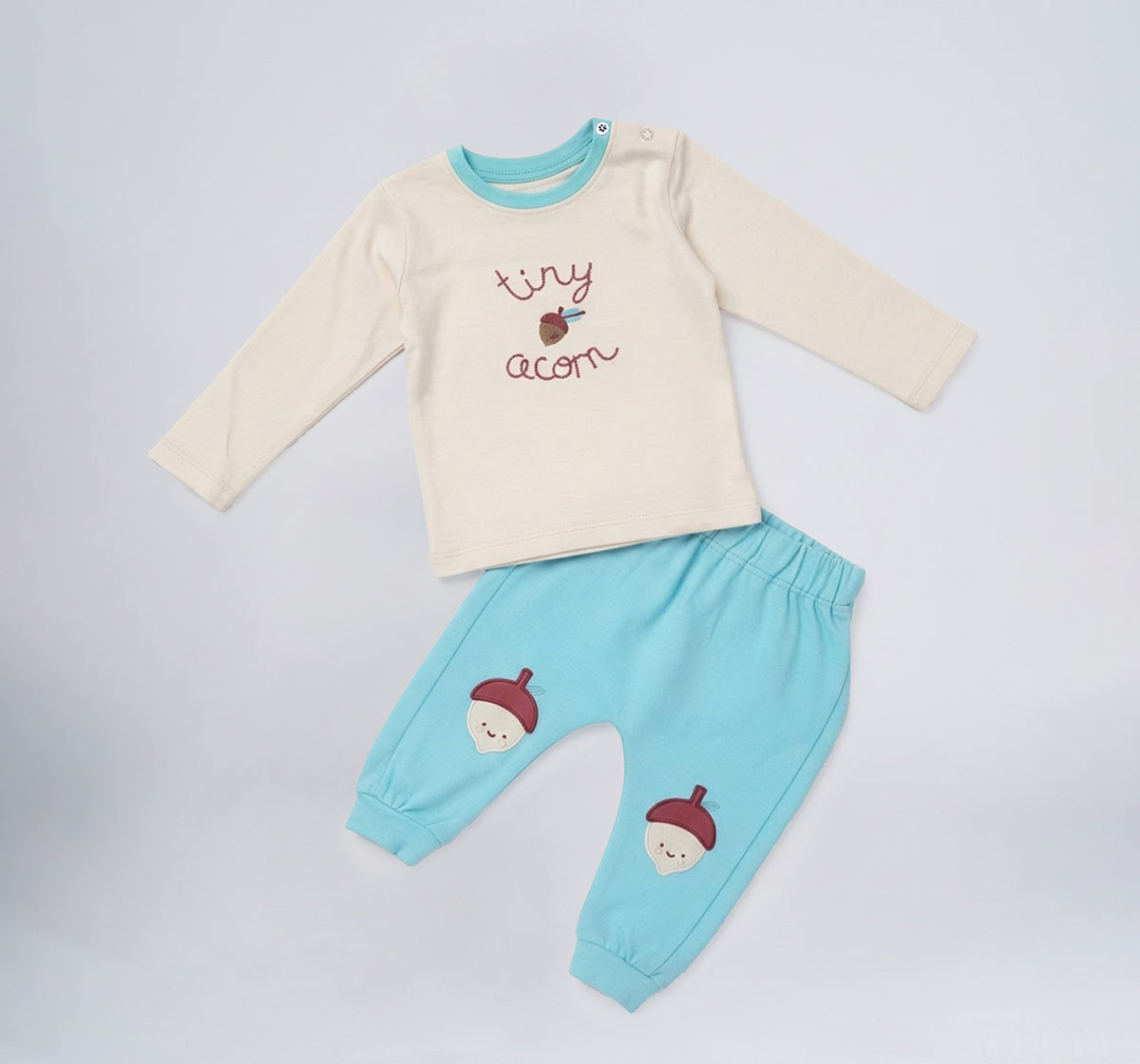 Embroidered Tee & Knee Patch Joggers Set Off-White
