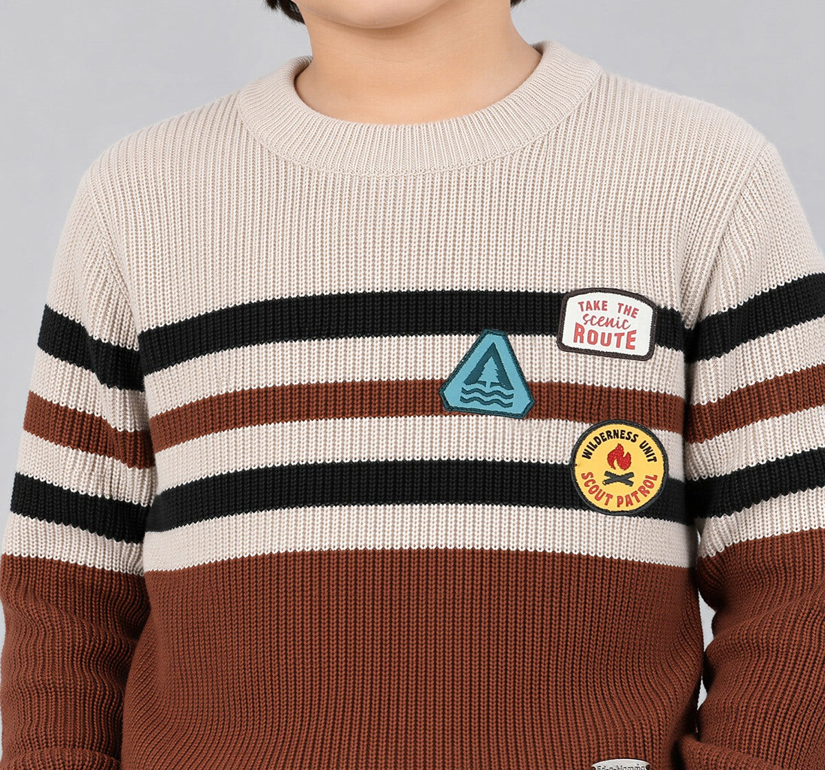 Flat Knit Sweater Brown