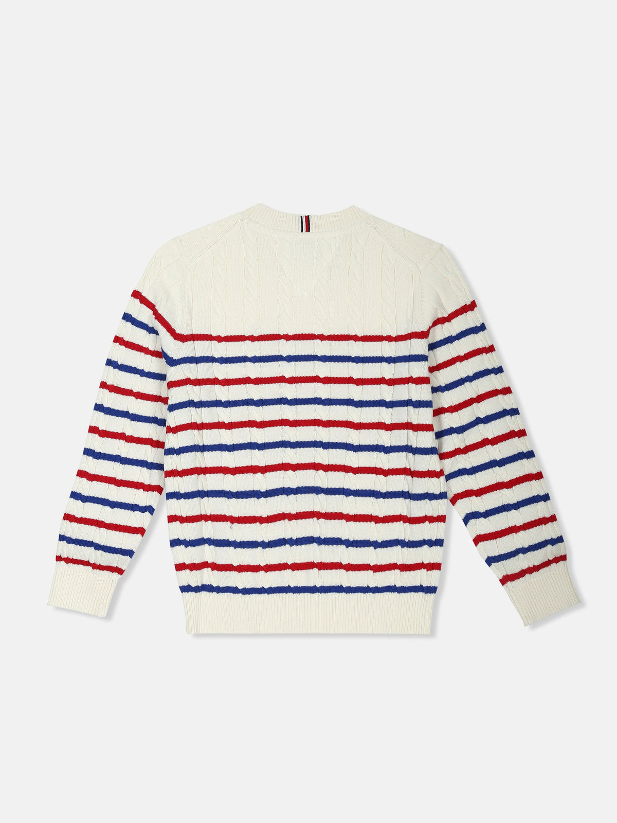Boys Striped Regular Fit Cotton Sweater Ivory Silk Stripe
