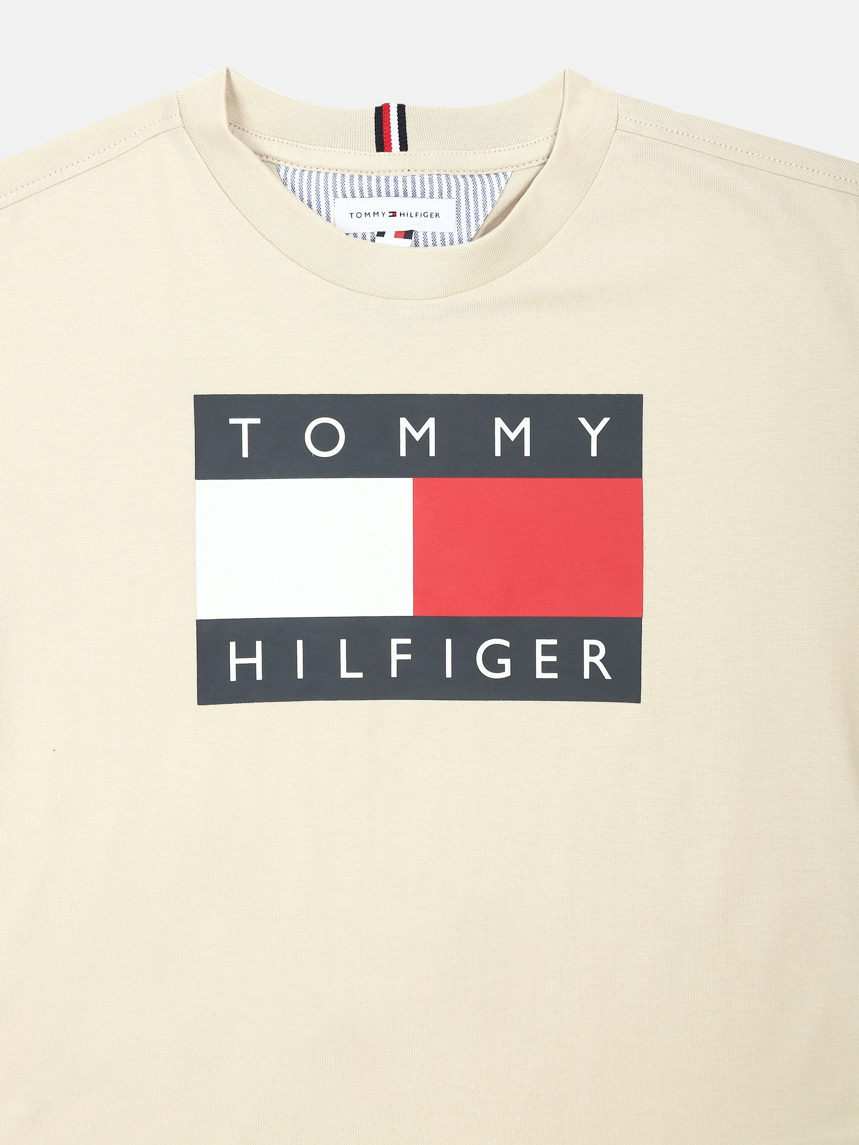 Logo Beige Regenerative Cotton T-Shirt for Boys