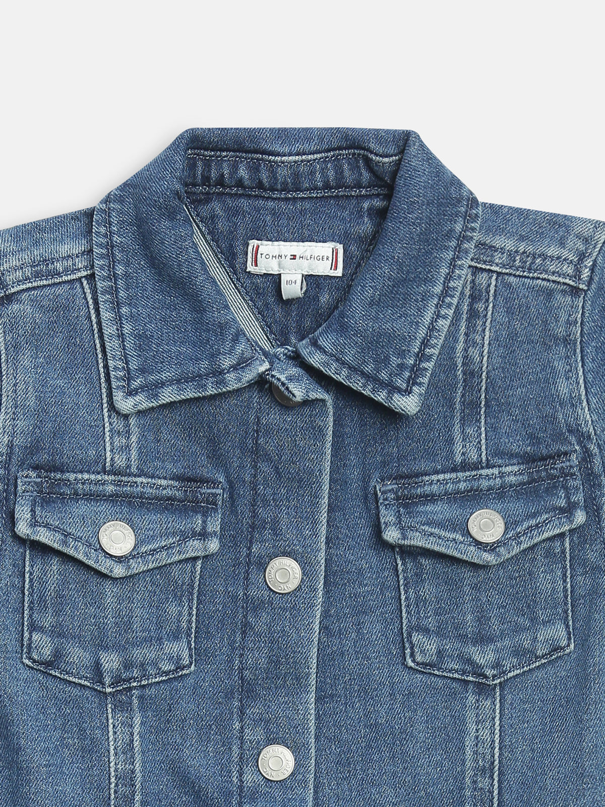Girls Cotton Spread Collar Denim Dress Classic
