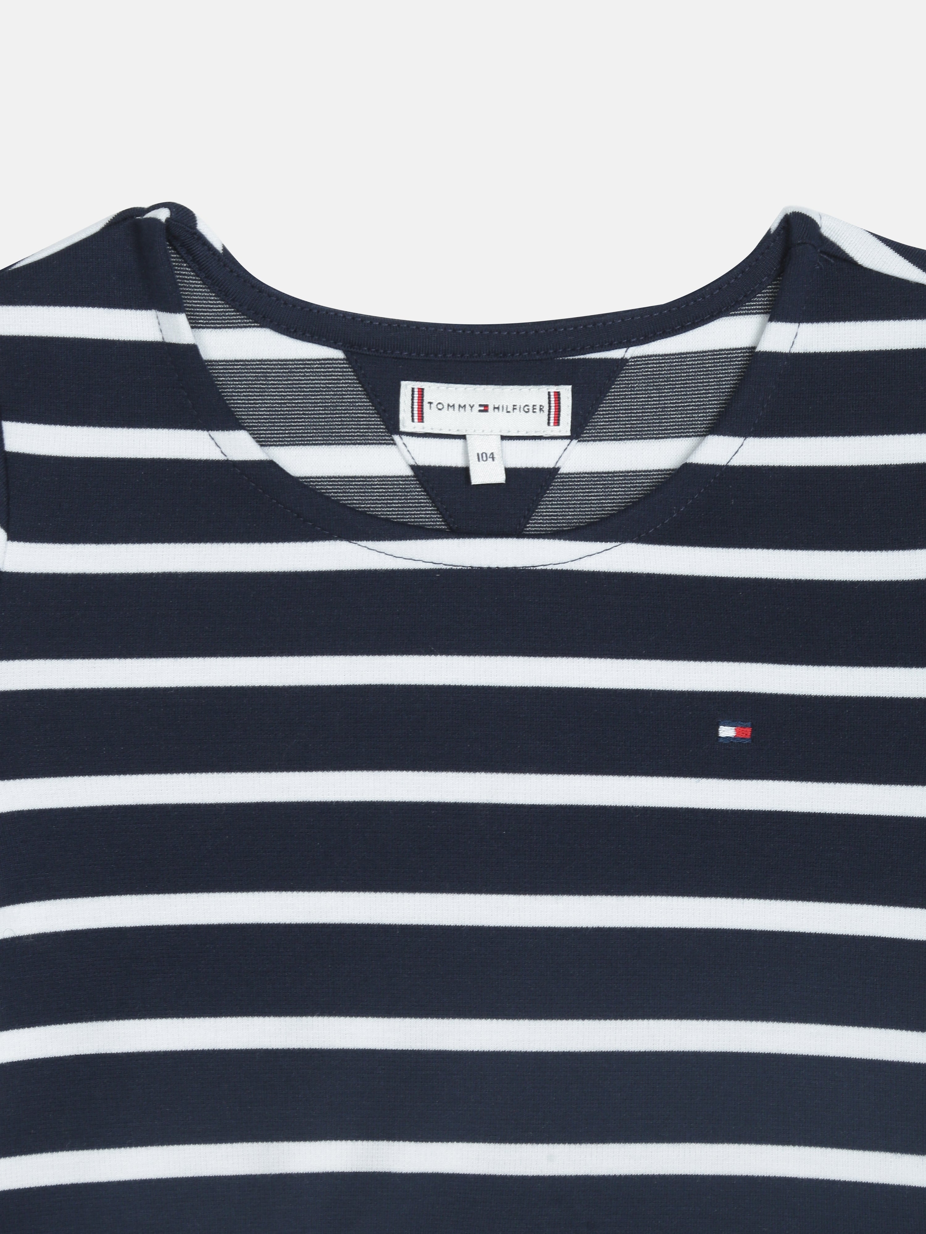 Girls Navy Striped Modal Blend Casual Knit Dress