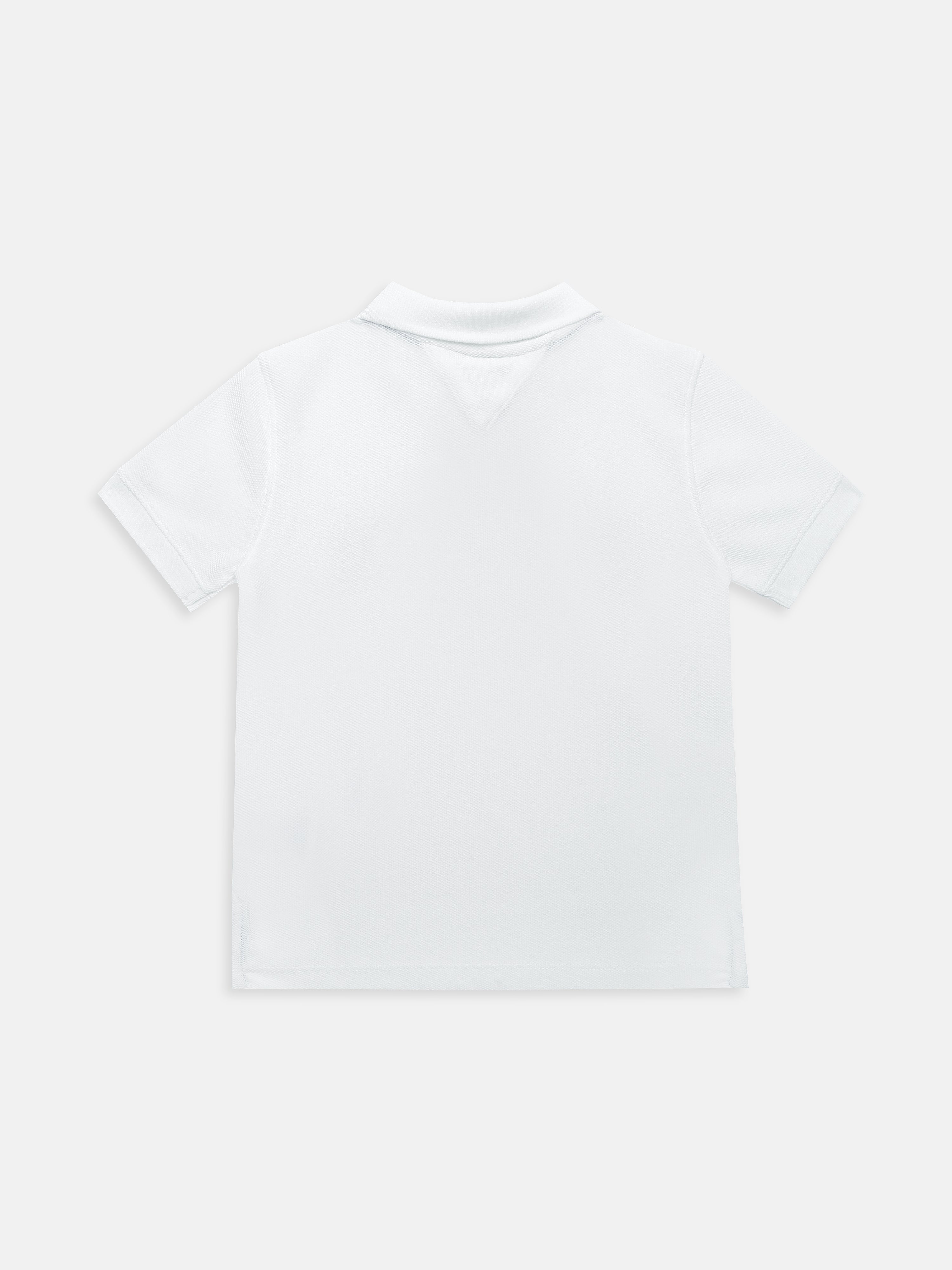 Boys White Logo Cotton Blend Polo Knit Top Regular Fit
