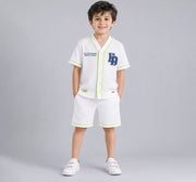 Seersucker Shirt & Shorts Coordinate Set White