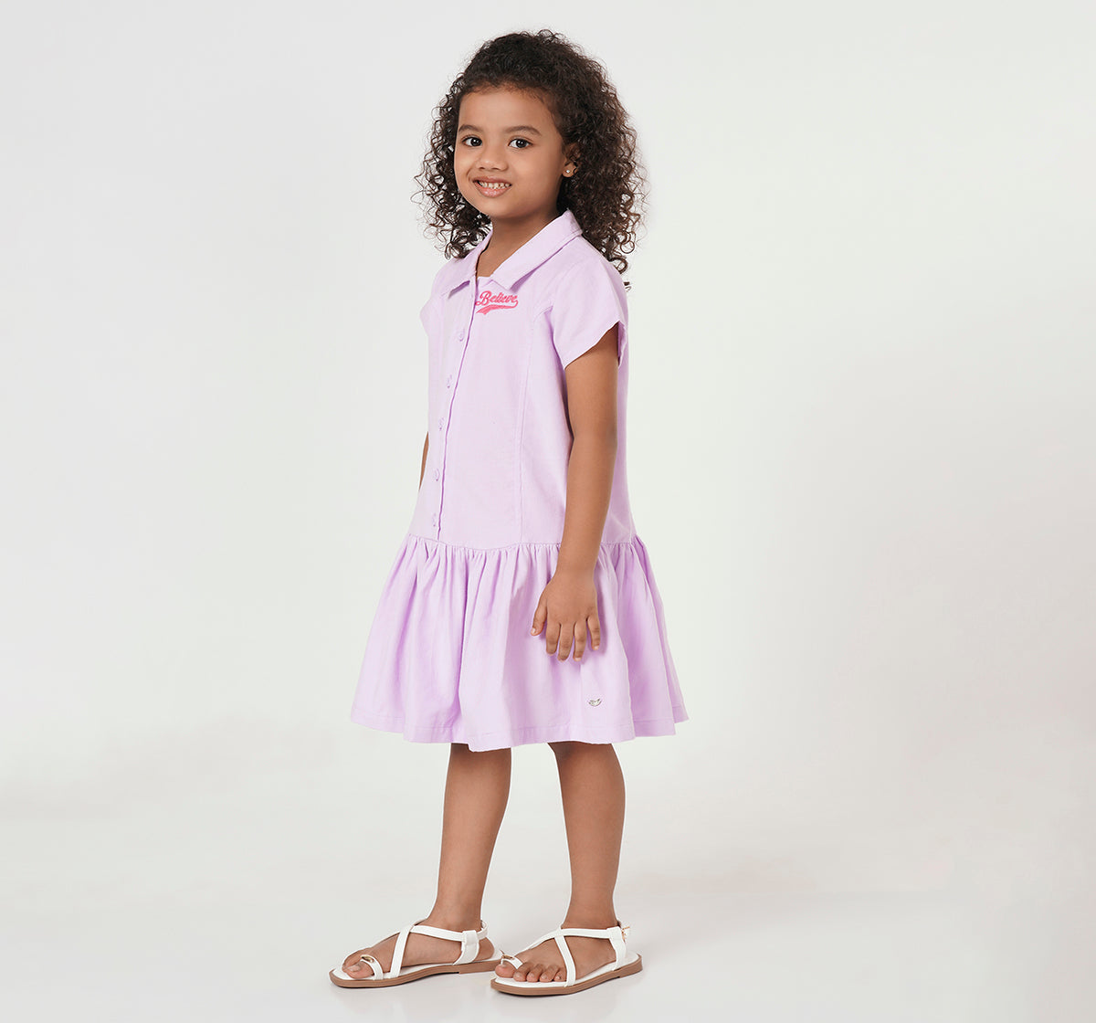 Low Wasit Pleated Dress Lilac