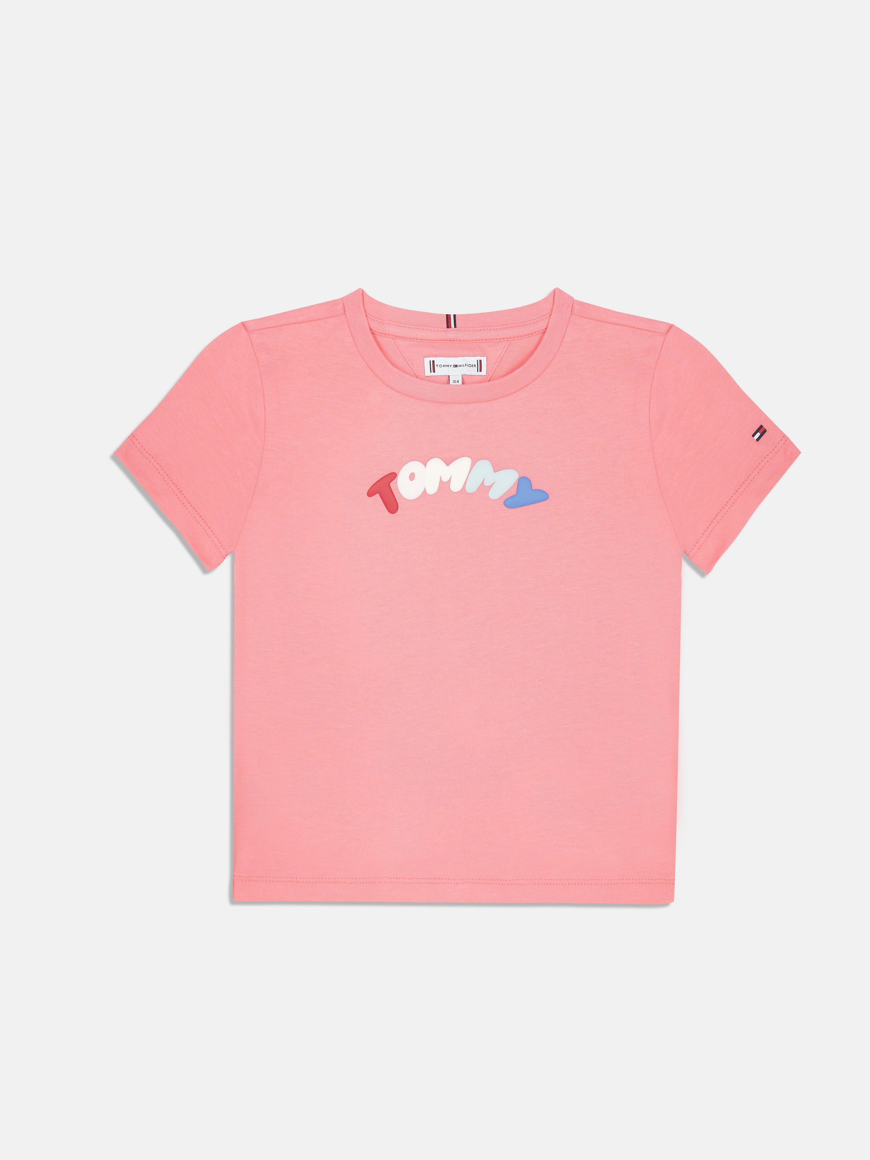Girls Pink Logo Crew Neck Knit T-Shirt