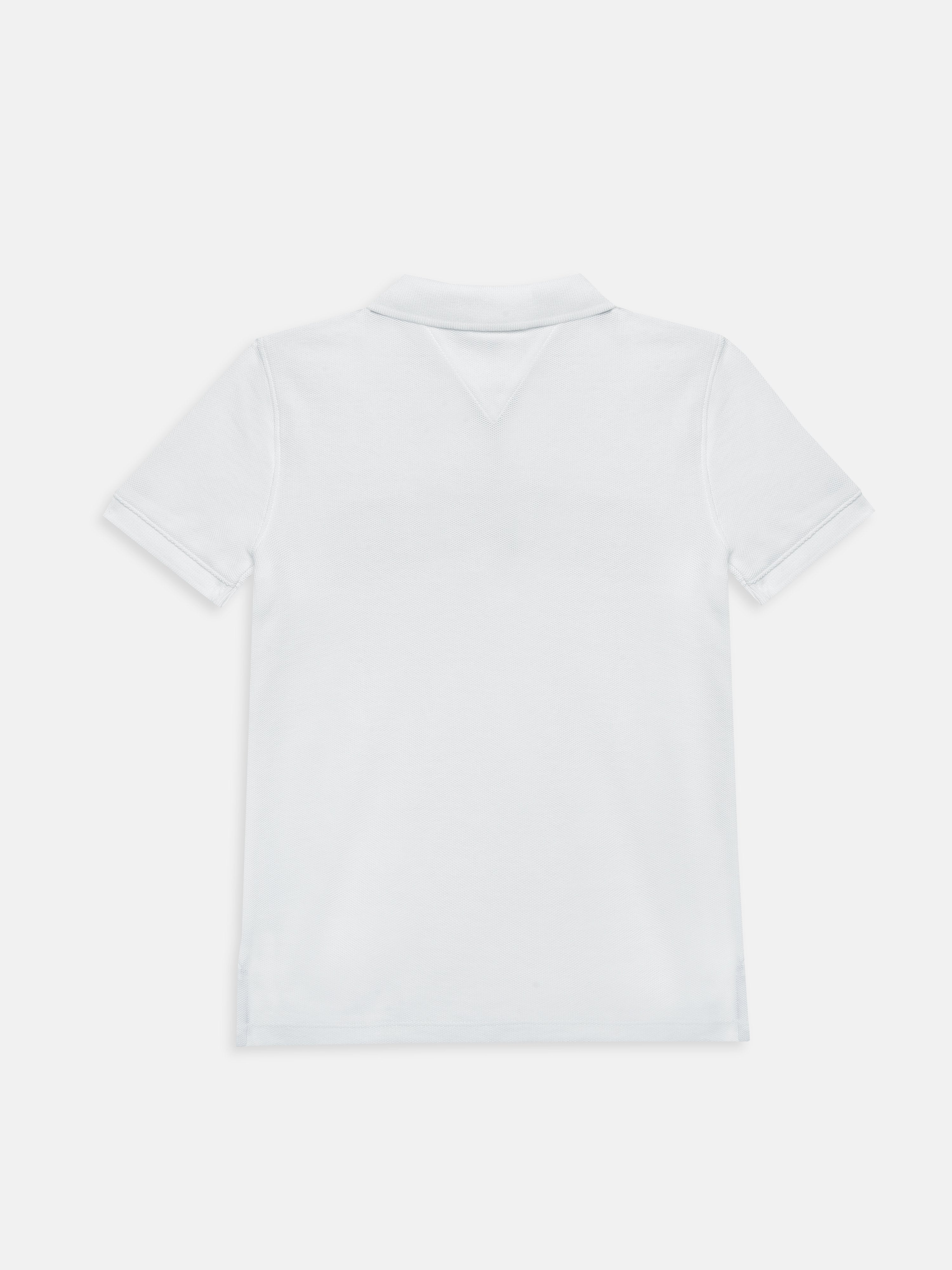 Boys White Logo Polo Collar Knit T-Shirt