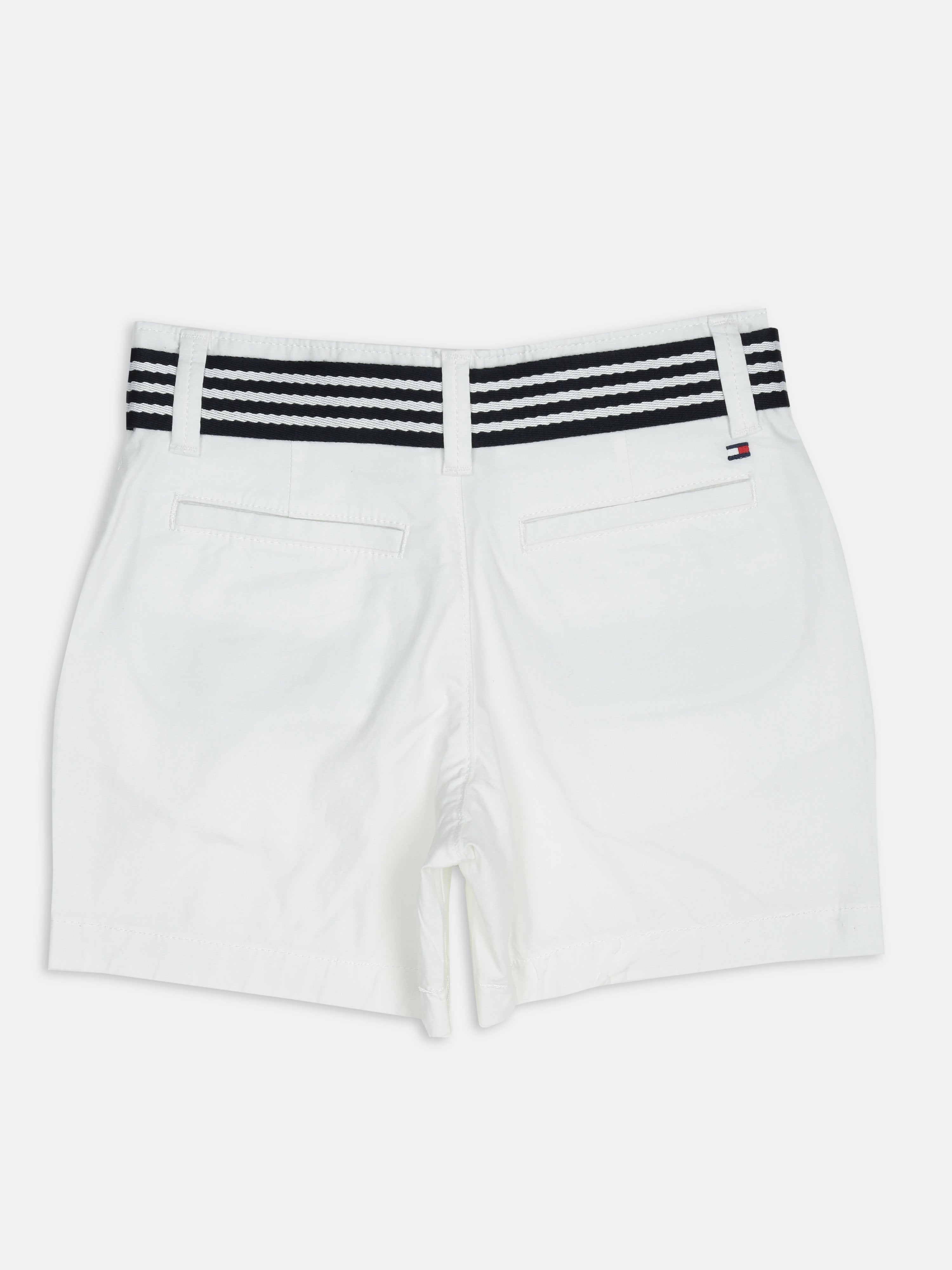Boys White Loose Fit Mid Rise Shorts