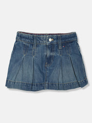 Solid Denim Skirt for Girls Blue