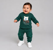 Knit Joggers with Knee Patches Green