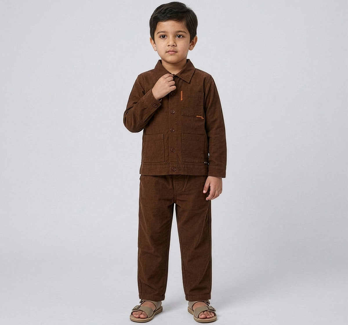 Boys Brown Corduroy Jacket and Jogger Co-ord Set