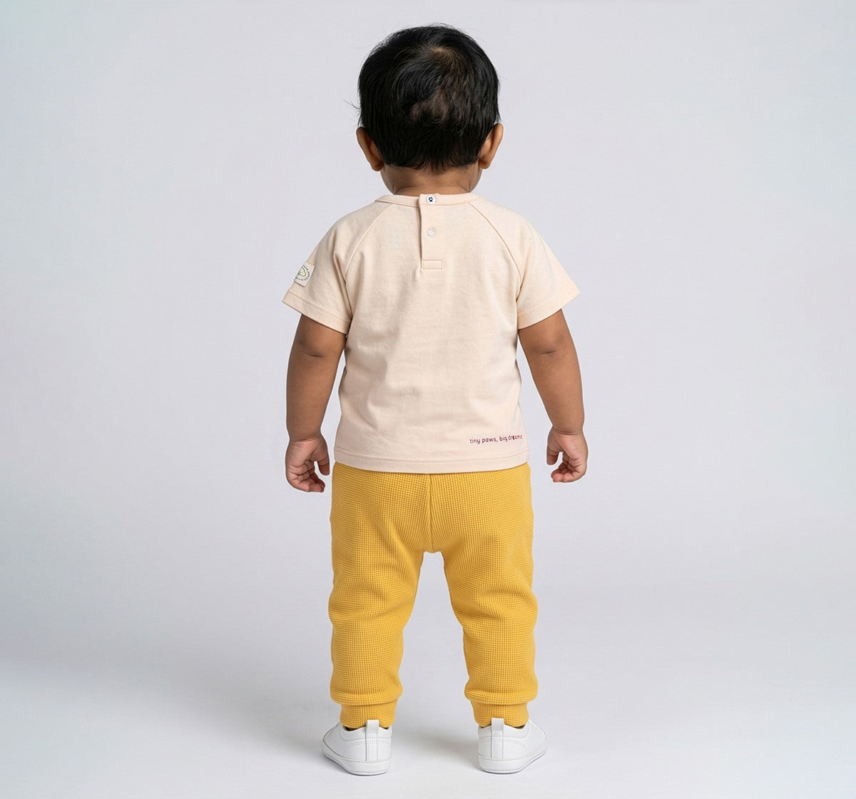 Raglan Sleeve Tee & Waffle Bottoms Set Off-White