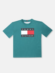 Logo Teal Regenerative Cotton T-Shirt for Boys