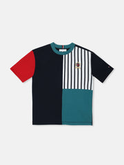Colorblock Navy Blue Regenerative Cotton T-Shirt for Boys