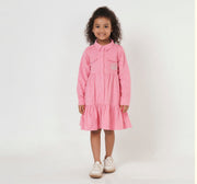 Corduroy Tiered Dress Pink