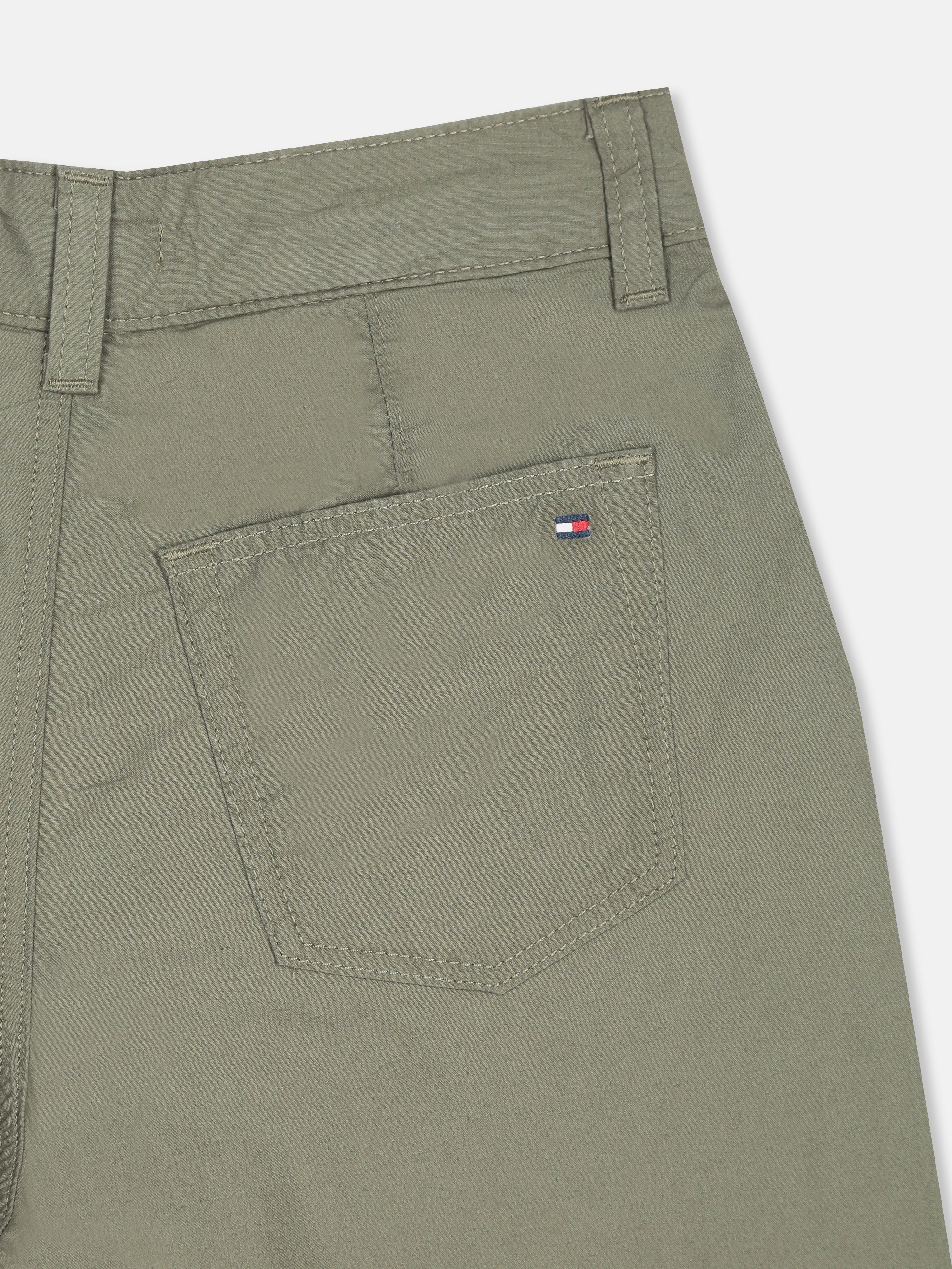 Girls Green Organic Cotton Casual Pants with Straight Fit