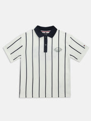 Boys White Solid Polo Knit T-Shirt