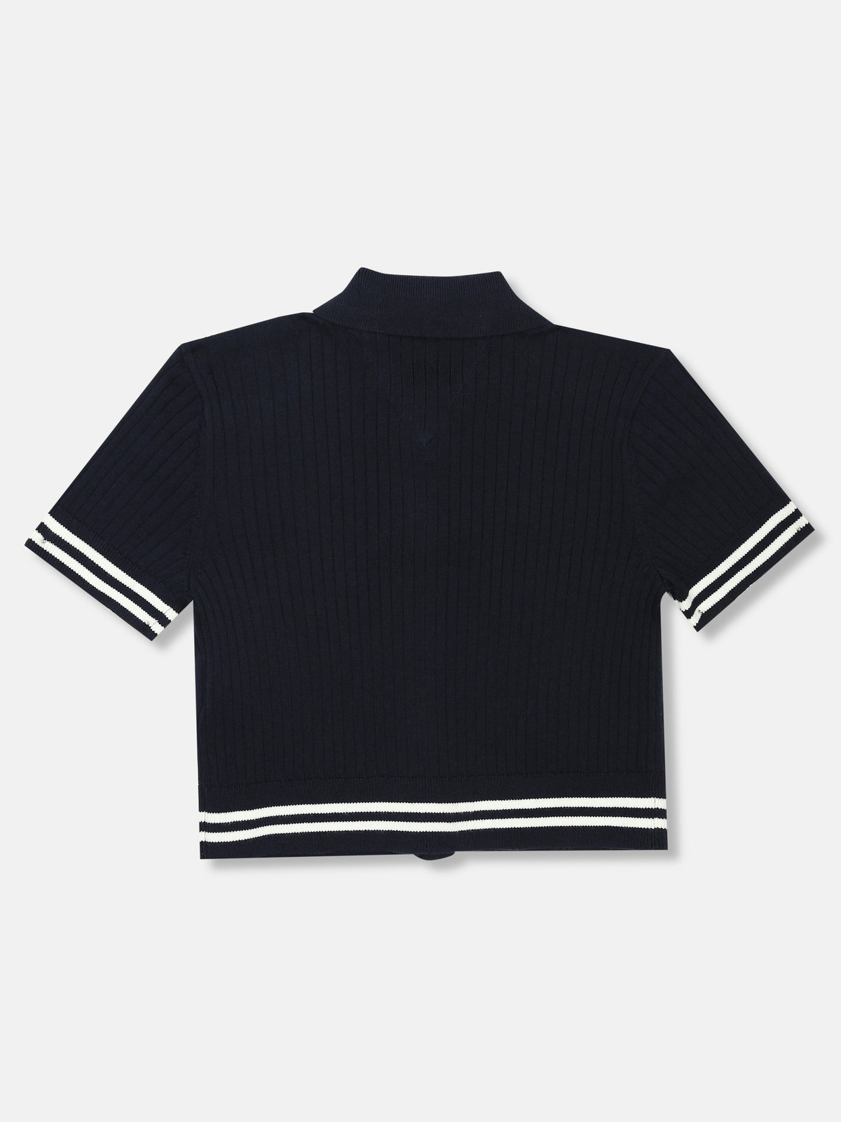 Girls Solid Regular Fit Cotton Polo T-Shirt Dark Night Navy