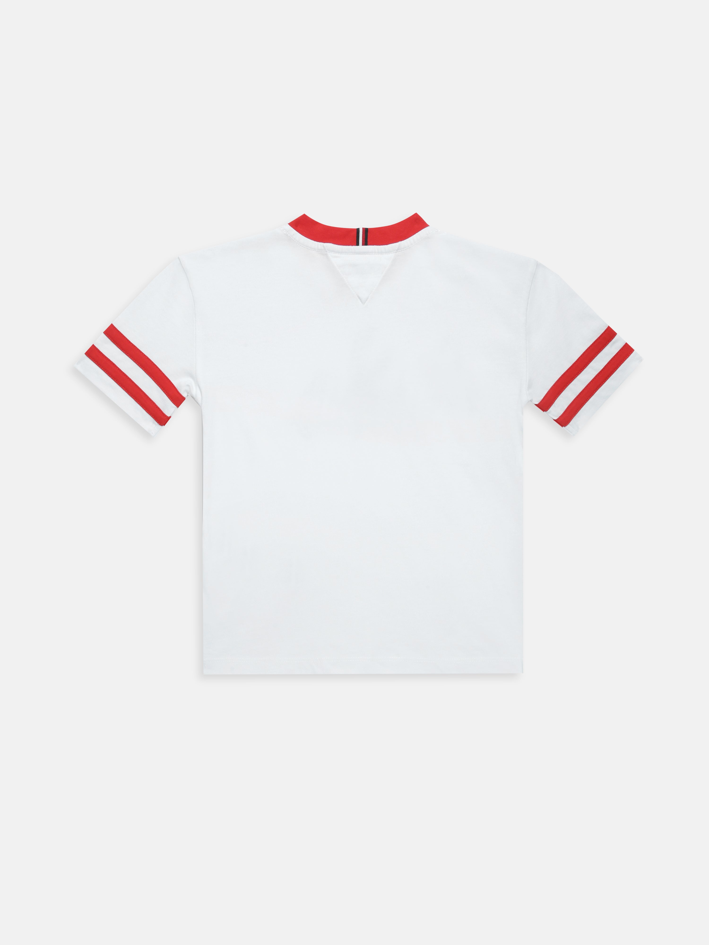 Boys White Graphic Cotton Crew Neck Knit Top Regular Fit