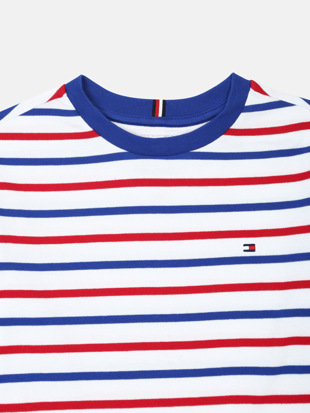Boys Striped Regular Fit Cotton T-Shirt Red Multi Stripe