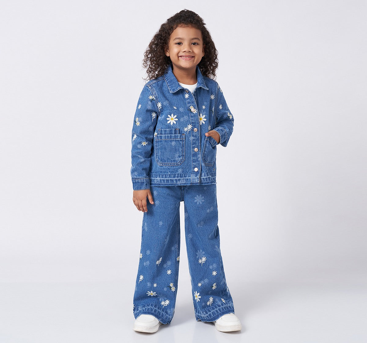 Regular Length Laser Print Emb Shacket Blue