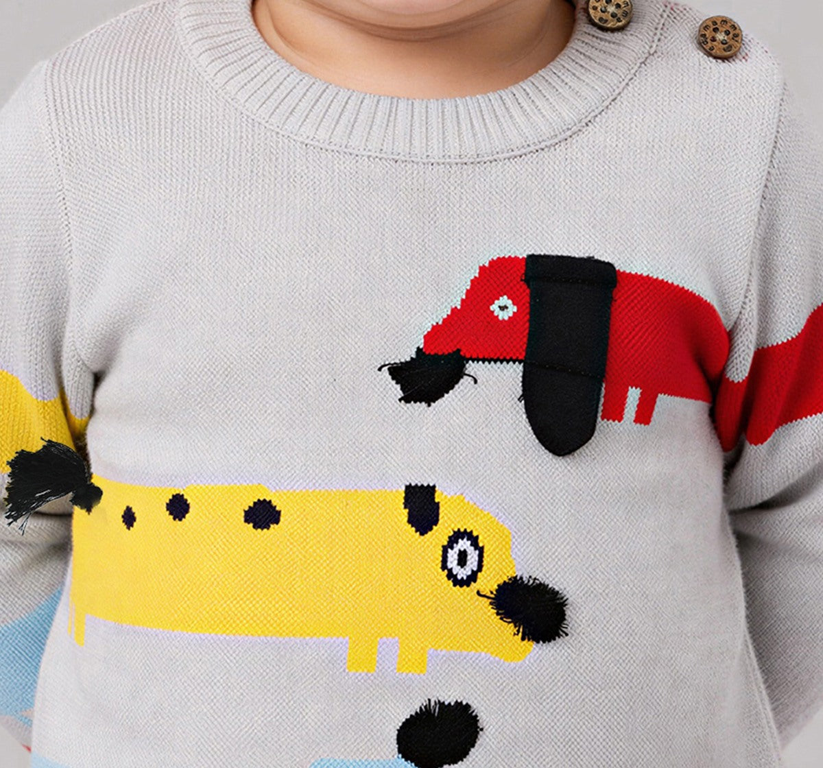 Sweater with Dog Placement Intarsia Multicolor