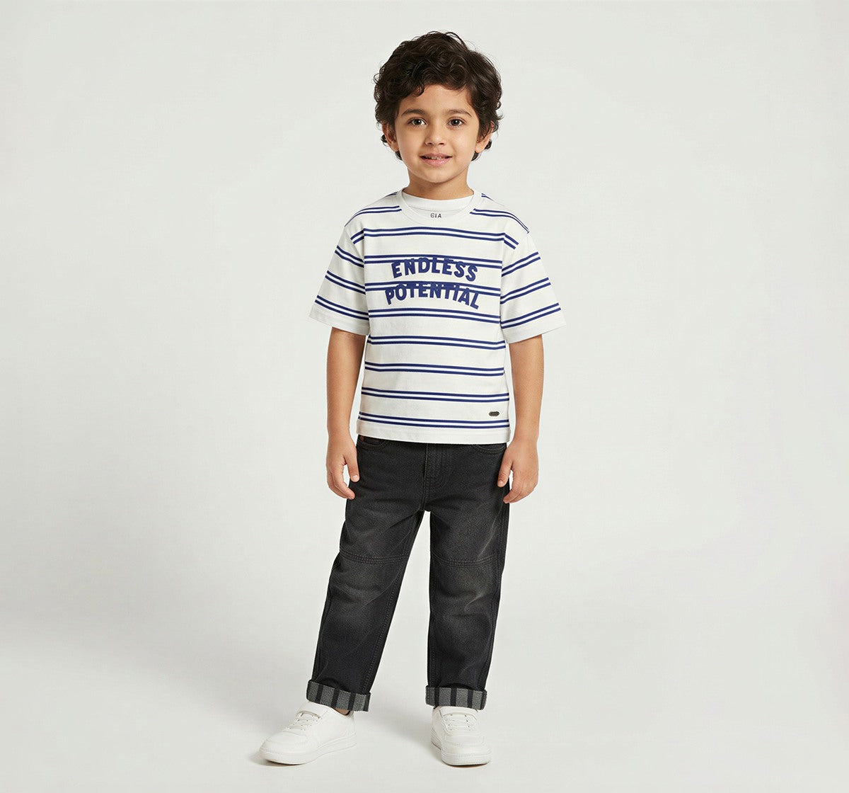 Yarn Dyed Striper T-Shirt Blue and White