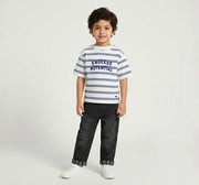 Yarn Dyed Striper T-Shirt Blue and White