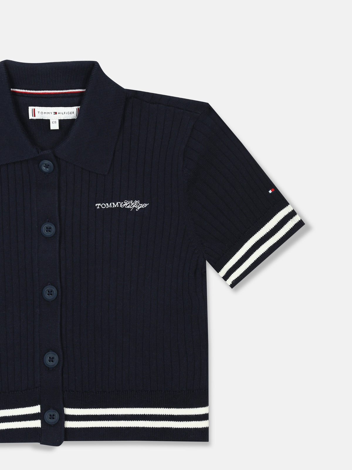 Girls Solid Regular Fit Cotton Polo T-Shirt Dark Night Navy